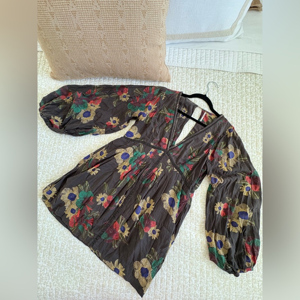 🌼 Free People Strawberry Fields Floral Tunic Mini Dress | Size M - Picture 7 of 16